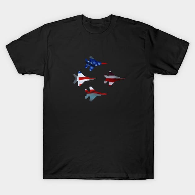 F-15 In Formation American Flag Silhouette T-Shirt by DSCarts